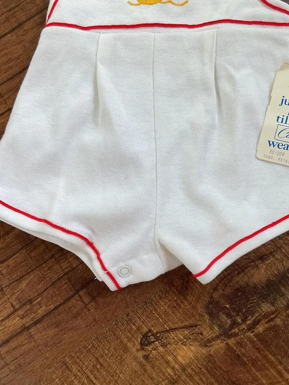 VTG 80s Carters Baby Sunsuit Romper NWT Deadstock Sailboat Pique White Red 12M